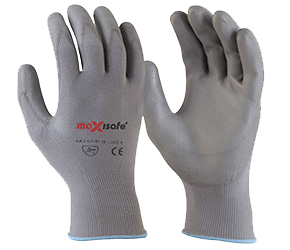 MAXISAFE GLOVES GREY KNIGHT PU COATED PALM SM 